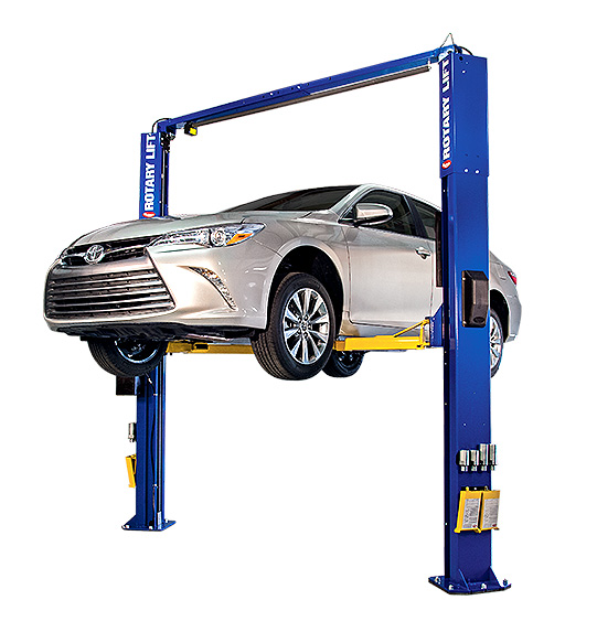 Rotary Two-Post Auto Lift (10,000lbs.-Capacity Asymmetric, 2' Extended) - R-SPOA10-FA-EH2
