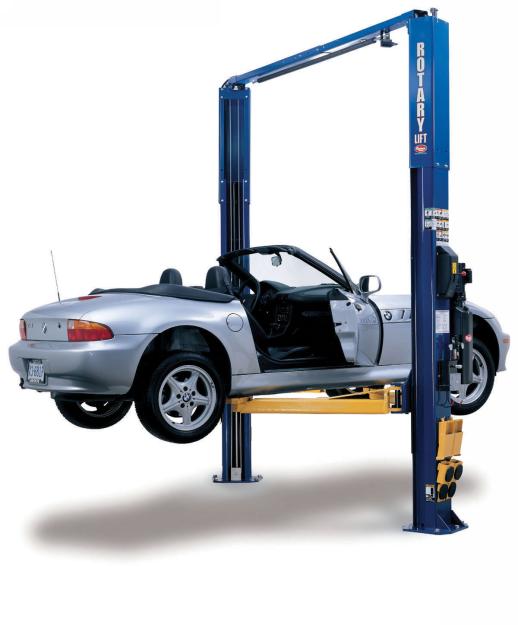 Rotary Two-Post Auto Lift (10,000lbs.-Capacity Asymmetric, 2' Extended) - R-SPOA10-EH2